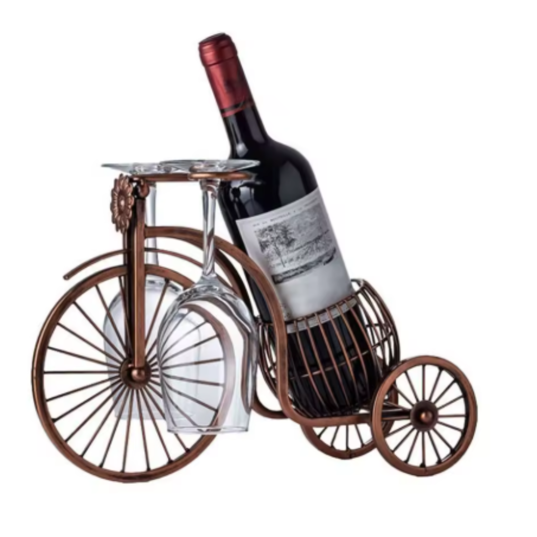 Soporte Vintage Para Botella Y Copas de Vino