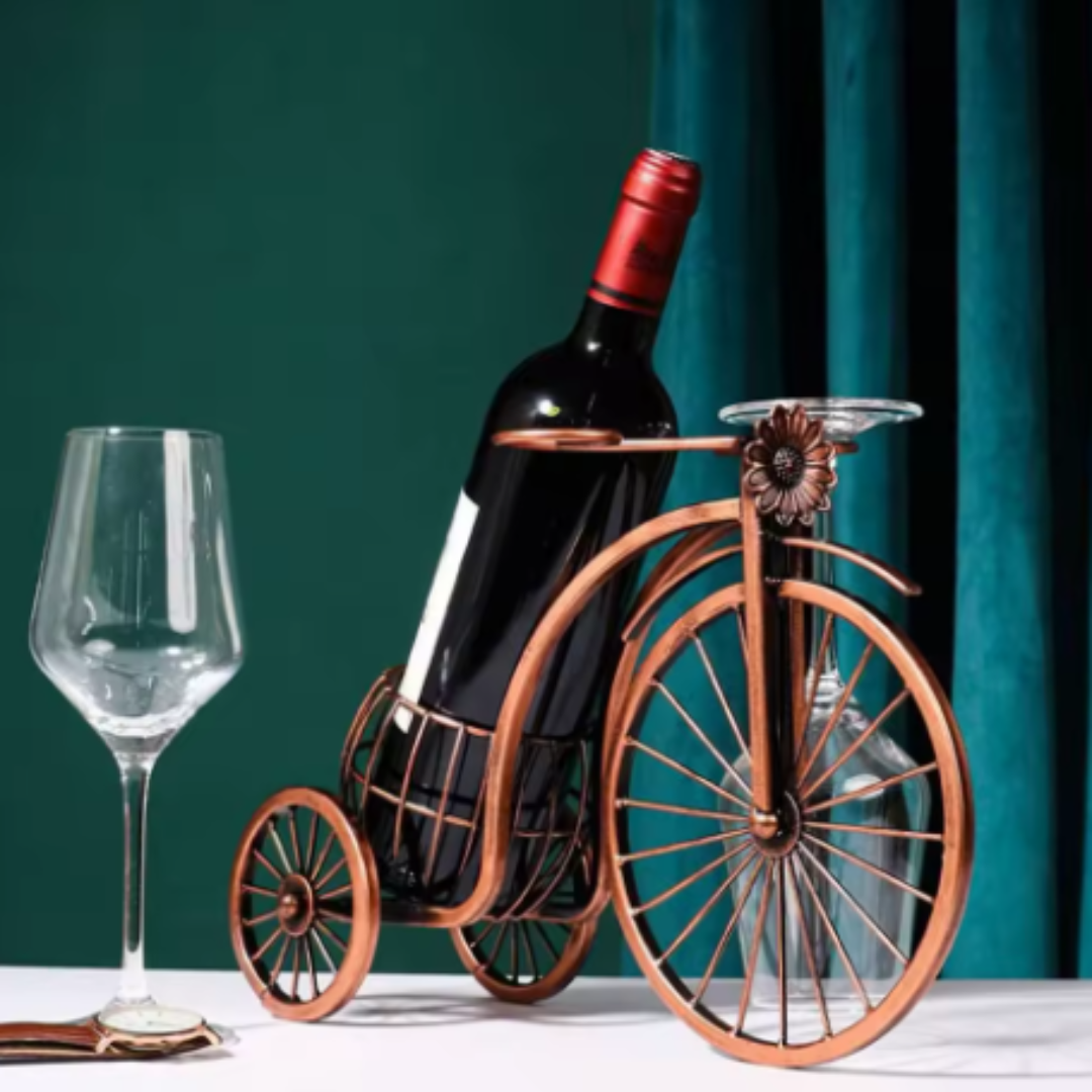 Soporte Vintage Para Botella Y Copas de Vino